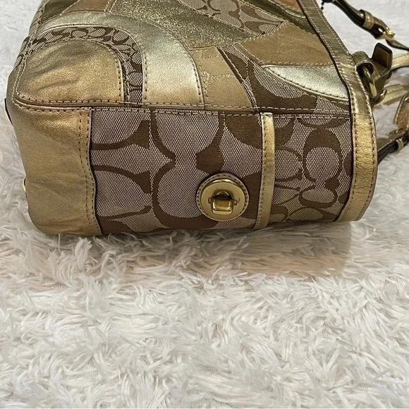 COACH Limited Edition Gold Patchwork Satchel Shoulder Bag E0873-12740 - Picture 4 of 10